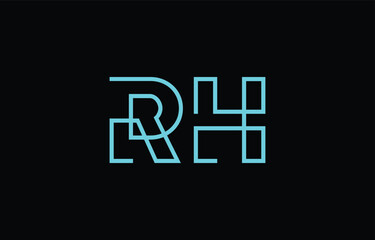 Illustration of creative typography featuring stylized letters R and H with a minimal blue color theme, suitable for branding and graphic design inspiration.
