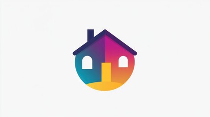 Colorful house logo design, graphic, minimalist, modern, abstract, conceptual, real estate, branding