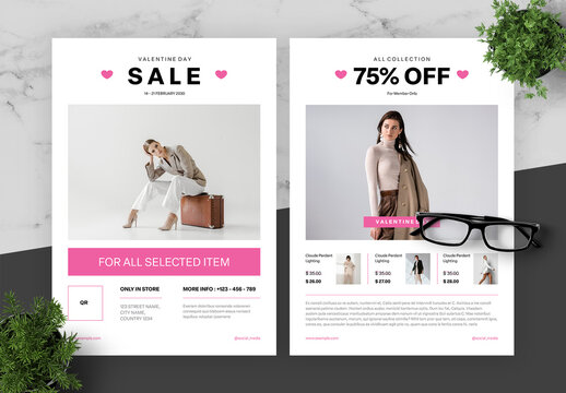 Pink And Black Valentine Sale Flyer