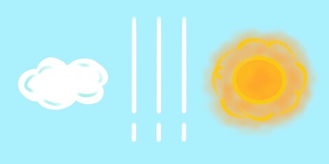  illustration of a cloud and rain and sun
