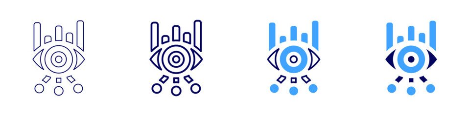 Data analysis software icon in 4 different styles. Thin Line, Line, Bold Line, Duotone. Duotone style. Editable stroke
