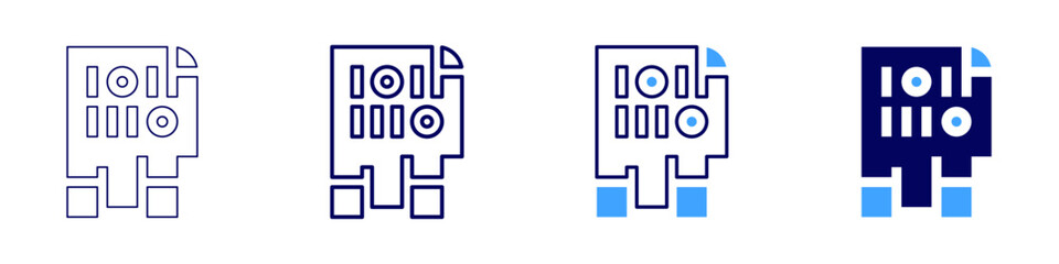 Data backup icon in 4 different styles. Thin Line, Line, Bold Line, Duotone. Duotone style. Editable stroke