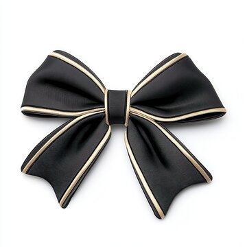 recommend clip art: Black gold ribbon bow, studio shot, white background, gift wrap
