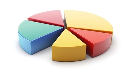 Obraz premium Colorful 3D Pie Chart on White Background for Data Presentation