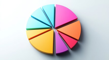 Obraz premium Colorful pie chart infographic on plain background. Possible use data visualization