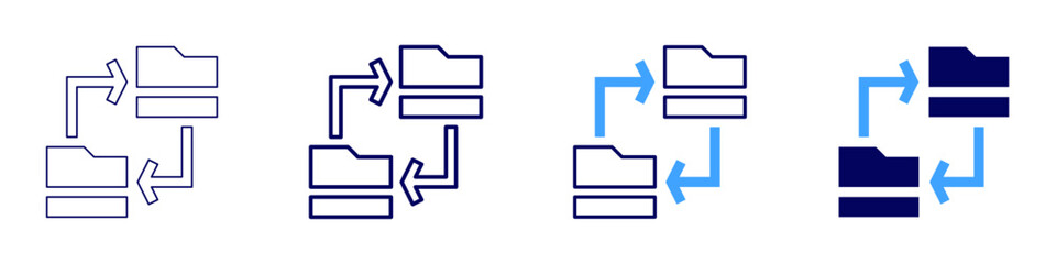 Data-driven strategy icon in 4 different styles. Thin Line, Line, Bold Line, Duotone. Duotone style. Editable stroke