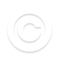 White © copyright symbol with a soft shadow down on transparent background