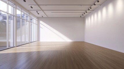 Fototapeta premium Empty wall mockup. Empty room with a white wall and wood floor. 3D illustration.