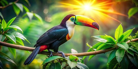 Vibrant Toucan Jungle Bird Photography: Exotic Wildlife, Rainforest Bird, Tropical Bird Pictures, Colorful Bird Images,  Amazon Rainforest Wildlife