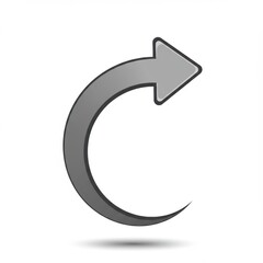 Naklejka premium Curved arrow icon indicating refresh, reload, or update functionality in minimalist design