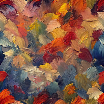 Seamless oil painting texture with vibrant multicolored strokes