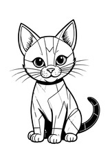Obraz premium Cat is sitting on a white background. Children's. Coloring. Books. Vector. Illustration. Graphics