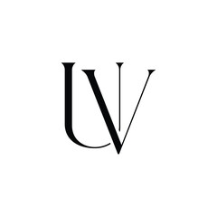 UV monogram logo design letter text name symbol monochrome logotype alphabet character simple logo