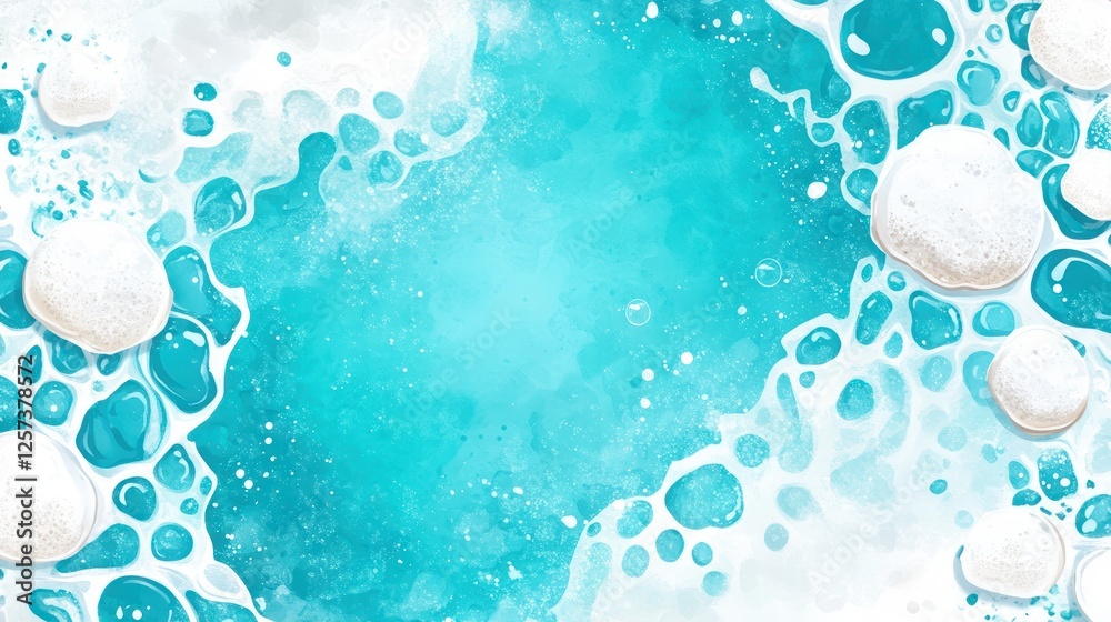 Poster Colorful Abstract Water Splash with Bubbles and Foamy Texture for Design and Background Use