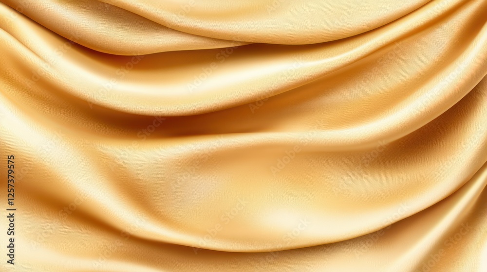 Aufkleber Smooth Golden Satin Fabric Background with Elegant Drapery and Soft Textures
