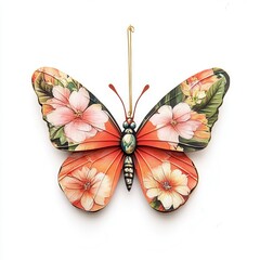 Floral metal butterfly wall decor hanging