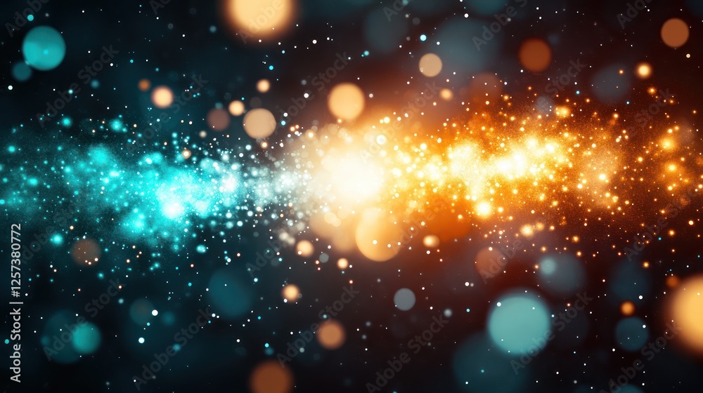 Poster stunning abstract background with colorful sparks in blue and orange tones for creative design