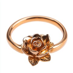 Gold rose ring, studio shot, white background, jewelry