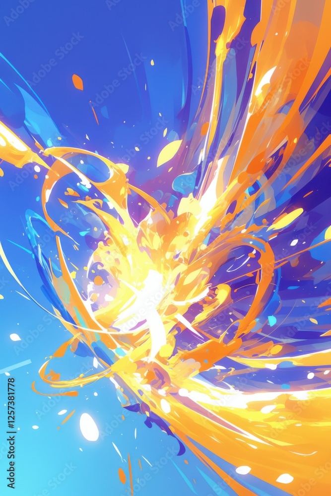 Wall mural abstract vibrant burst background with explosive colors and dynamic shapes. emphasizing energy and e