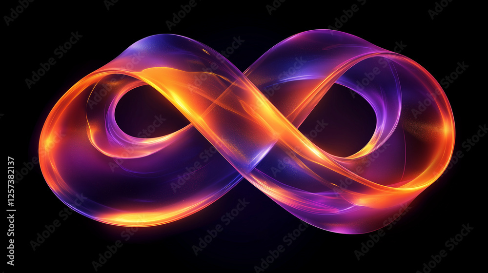 Wall mural modern abstract background with swirling light trails forming colorful infinity symbol on a dark bac