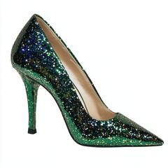 Obraz premium Green glitter heels, studio shot, fashion, website