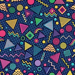 Colorful pattern of shapes and circles. Seamless pattern