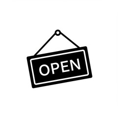 Minimalist open sign icon isolated on white background for business
