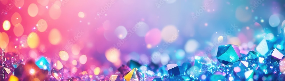 Leinwandbilder Colorful abstract background with various crystal shapes and textures creating a vibrant visual display