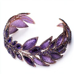 Purple gemstone bracelet, studio shot, white background, jewelry design