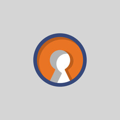 3d keyhole vector. Editable keyhole. 3d key logo
