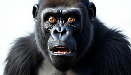 Obraz premium Close-up of a gorilla with expressive eyes and open mouth.