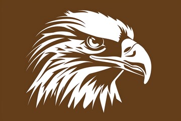 Obraz premium Clean lines create a minimalistic and elegant eagle face icon in bold brown and white, captured in ultra HD.