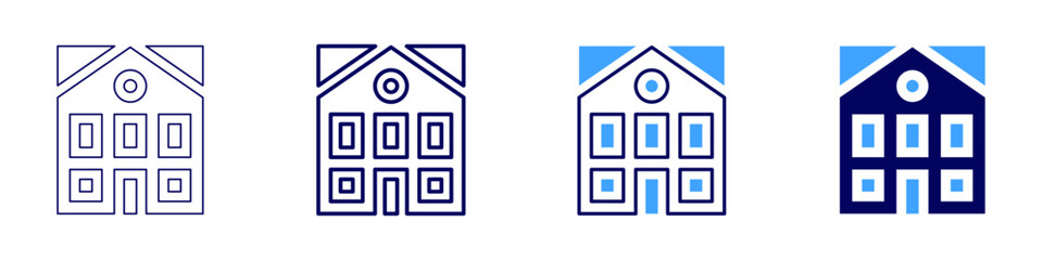 Commercial property for lease icon in 4 different styles. Thin Line, Line, Bold Line, Duotone. Duotone style. Editable stroke