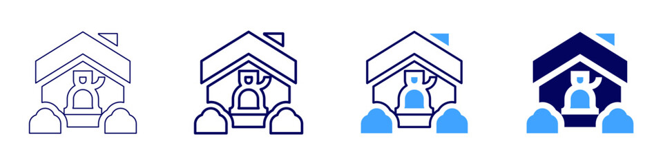 Commercial real estate development icon in 4 different styles. Thin Line, Line, Bold Line, Duotone. Duotone style. Editable stroke