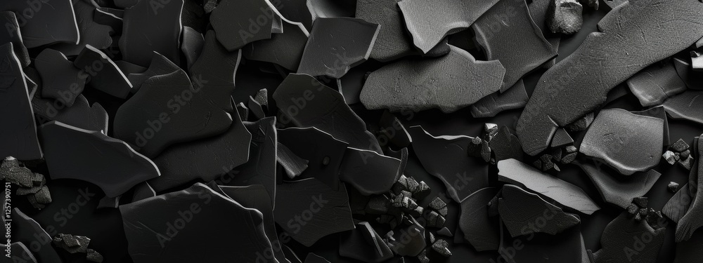 Wall mural Modern abstract composition with irregular shapes on black background. Featuring white space in the center for text, ideal for design templates and modern banners.