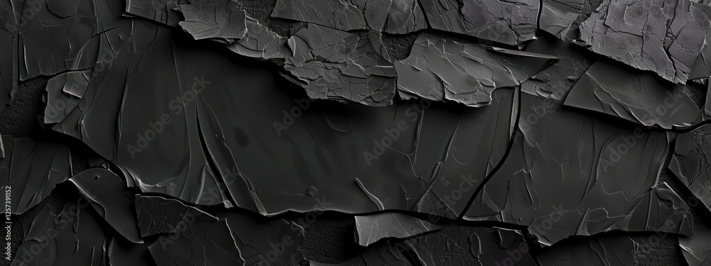 Wall mural modern abstract composition with irregular shapes on black background. featuring white space in the 