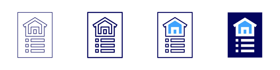 Property inspection checklist icon in 4 different styles. Thin Line, Line, Bold Line, Duotone. Duotone style. Editable stroke