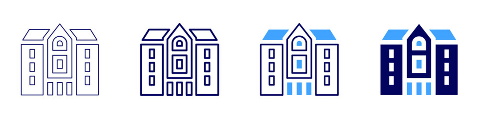 Property market analysis icon in 4 different styles. Thin Line, Line, Bold Line, Duotone. Duotone style. Editable stroke