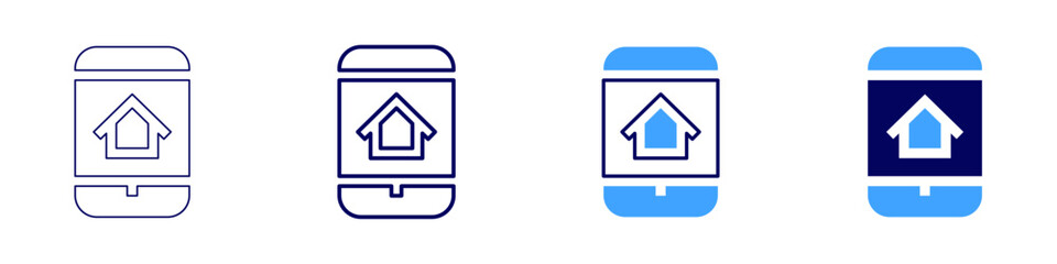 Property rental market icon in 4 different styles. Thin Line, Line, Bold Line, Duotone. Duotone style. Editable stroke