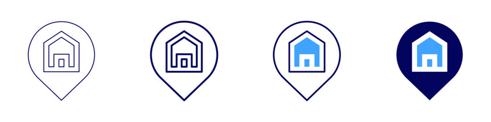 Property rental icon in 4 different styles. Thin Line, Line, Bold Line, Duotone. Duotone style. Editable stroke
