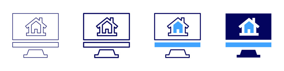 Property transaction process icon in 4 different styles. Thin Line, Line, Bold Line, Duotone. Duotone style. Editable stroke