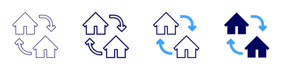 Property valuation icon in 4 different styles. Thin Line, Line, Bold Line, Duotone. Duotone style. Editable stroke
