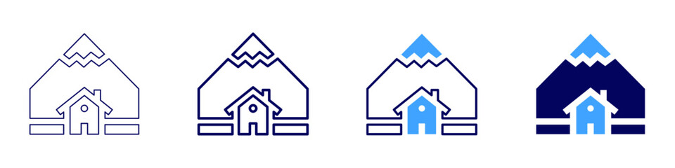 Real estate agent branding icon in 4 different styles. Thin Line, Line, Bold Line, Duotone. Duotone style. Editable stroke