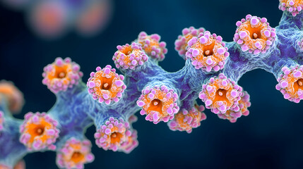 Microscopic virus chain, medical research
