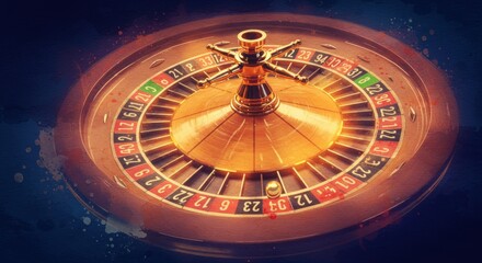 Naklejka premium Vintage casino roulette wheel with retro gambling charm and vibrant colors