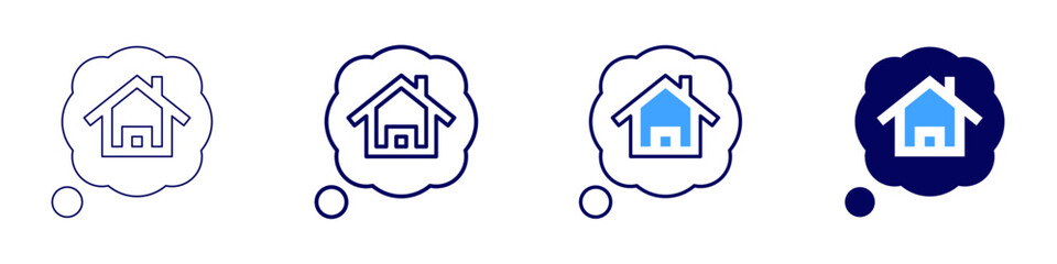 Real estate financial planning icon in 4 different styles. Thin Line, Line, Bold Line, Duotone. Duotone style. Editable stroke