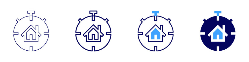 Real estate financial analysis icon in 4 different styles. Thin Line, Line, Bold Line, Duotone. Duotone style. Editable stroke