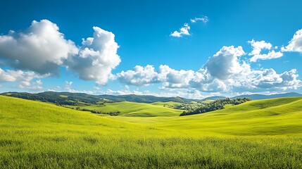 Obraz premium landscape with green grass and blue sky