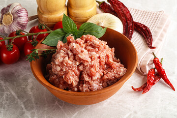 Raw minced pork uncooked meat