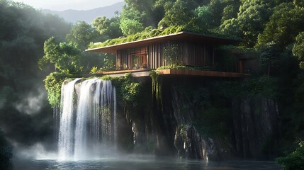 waterfall in the mountains
